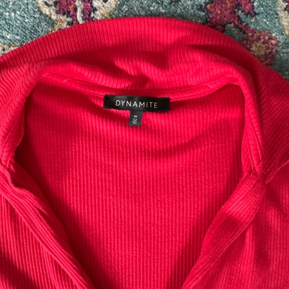 Dynamite Red Ribbed Dress - Picture 2 of 2